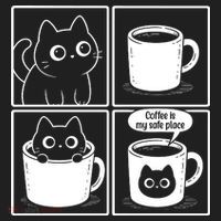 Coffee Is My Safe Place Cat Meme Beanie thumb 2