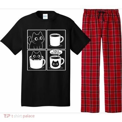 Coffee Is My Safe Place Cat Meme Pajama Set