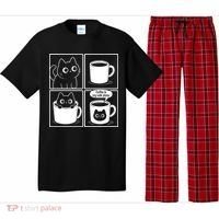 Coffee Is My Safe Place Cat Meme Pajama Set thumb 0