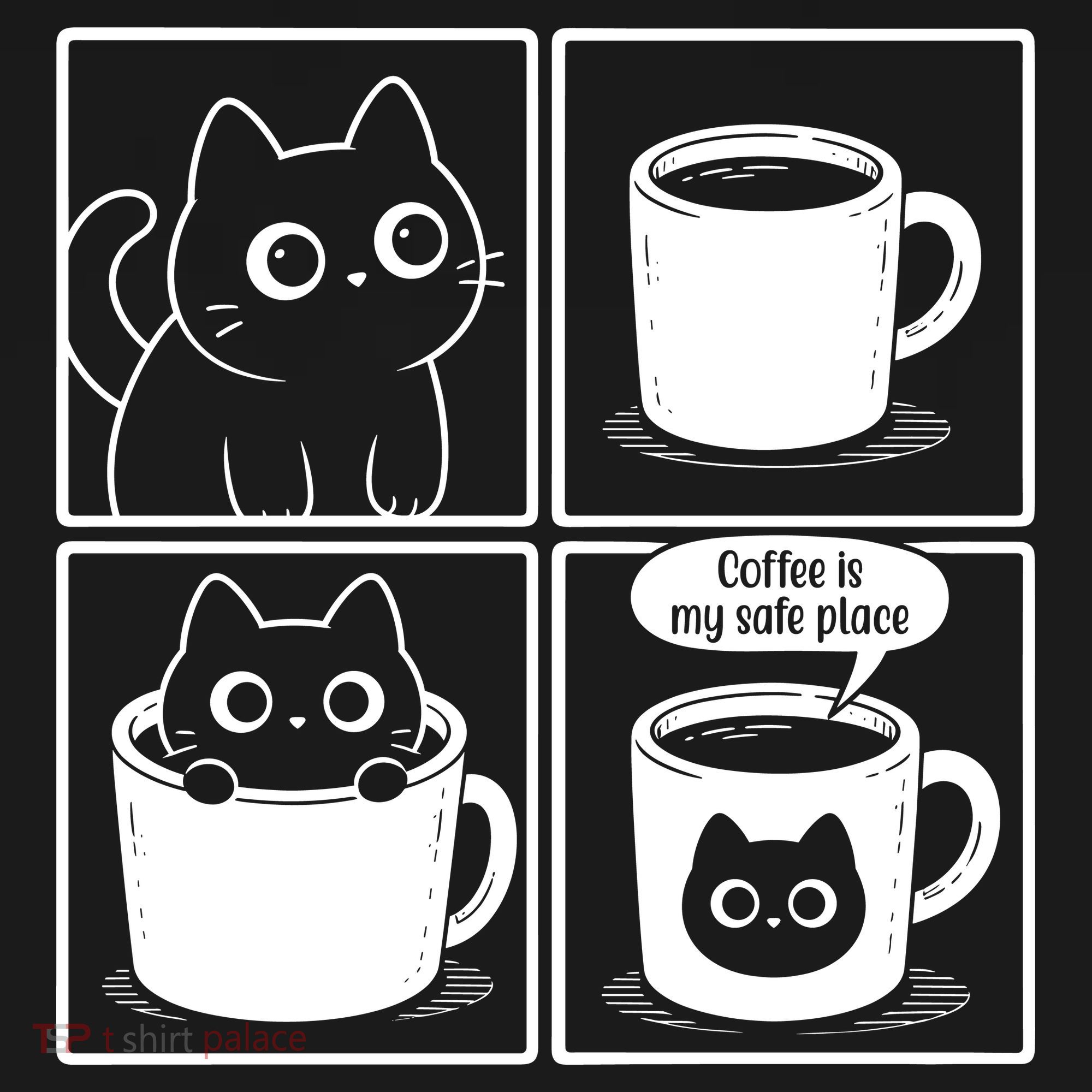 Coffee Is My Safe Place Cat Meme Polo