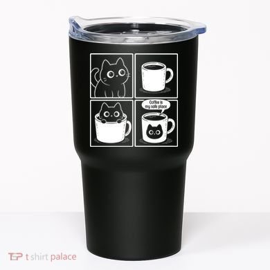 Coffee Is My Safe Place Cat Meme Tumbler