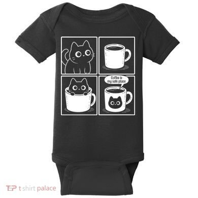 Coffee Is My Safe Place Cat Meme Baby Bodysuit