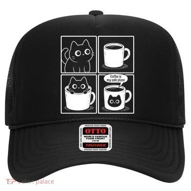 Coffee Is My Safe Place Cat Meme Hat