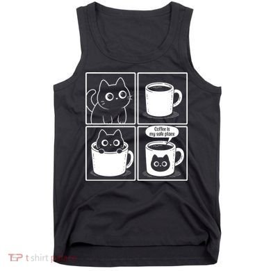 Coffee Is My Safe Place Cat Meme Tank Top