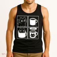 Coffee Is My Safe Place Cat Meme Tank Top thumb 3
