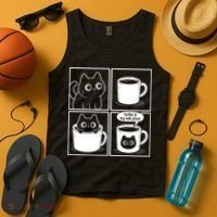 Coffee Is My Safe Place Cat Meme Tank Top thumb 4