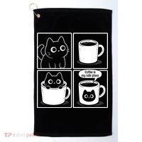 Coffee Is My Safe Place Cat Meme Golf Towel thumb 0