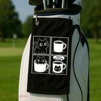Coffee Is My Safe Place Cat Meme Golf Towel thumb 2