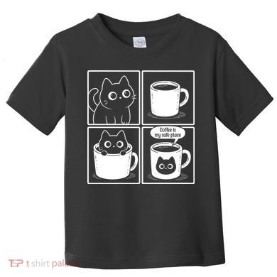 Coffee Is My Safe Place Cat Meme Toddler T-Shirt