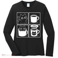 Coffee Is My Safe Place Cat Meme Women's Long Sleeve Shirt thumb 0