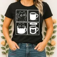 Coffee Is My Safe Place Cat Meme Women's T-Shirt thumb 2