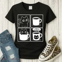 Coffee Is My Safe Place Cat Meme Women's T-Shirt thumb 3