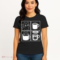 Coffee Is My Safe Place Cat Meme Women's T-Shirt thumb 4