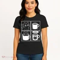 Coffee Is My Safe Place Cat Meme Women's T-Shirt thumb 4