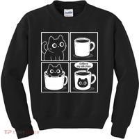 Coffee Is My Safe Place Cat Meme Kids Sweatshirt thumb 0