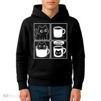 Coffee Is My Safe Place Cat Meme Kids Hoodie thumb 4
