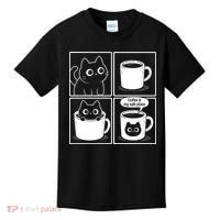 Coffee Is My Safe Place Cat Meme Kids T-Shirt thumb 0