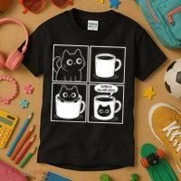 Coffee Is My Safe Place Cat Meme Kids T-Shirt thumb 3