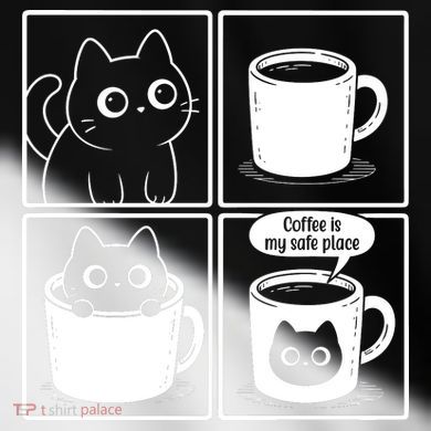 Coffee Is My Safe Place Cat Meme Toddler Fine Jersey T-Shirt