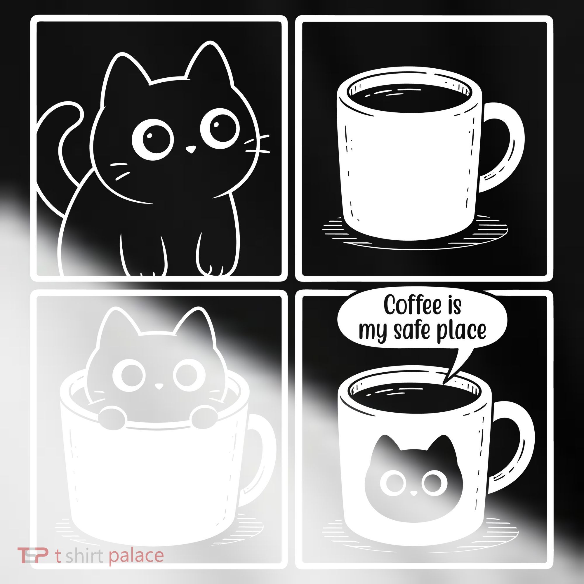 Coffee Is My Safe Place Cat Meme Toddler Fine Jersey T-Shirt
