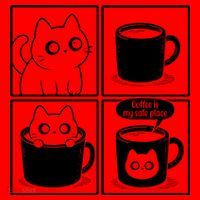 Coffee Is My Safe Place Cat Meme Santa Hat thumb 1