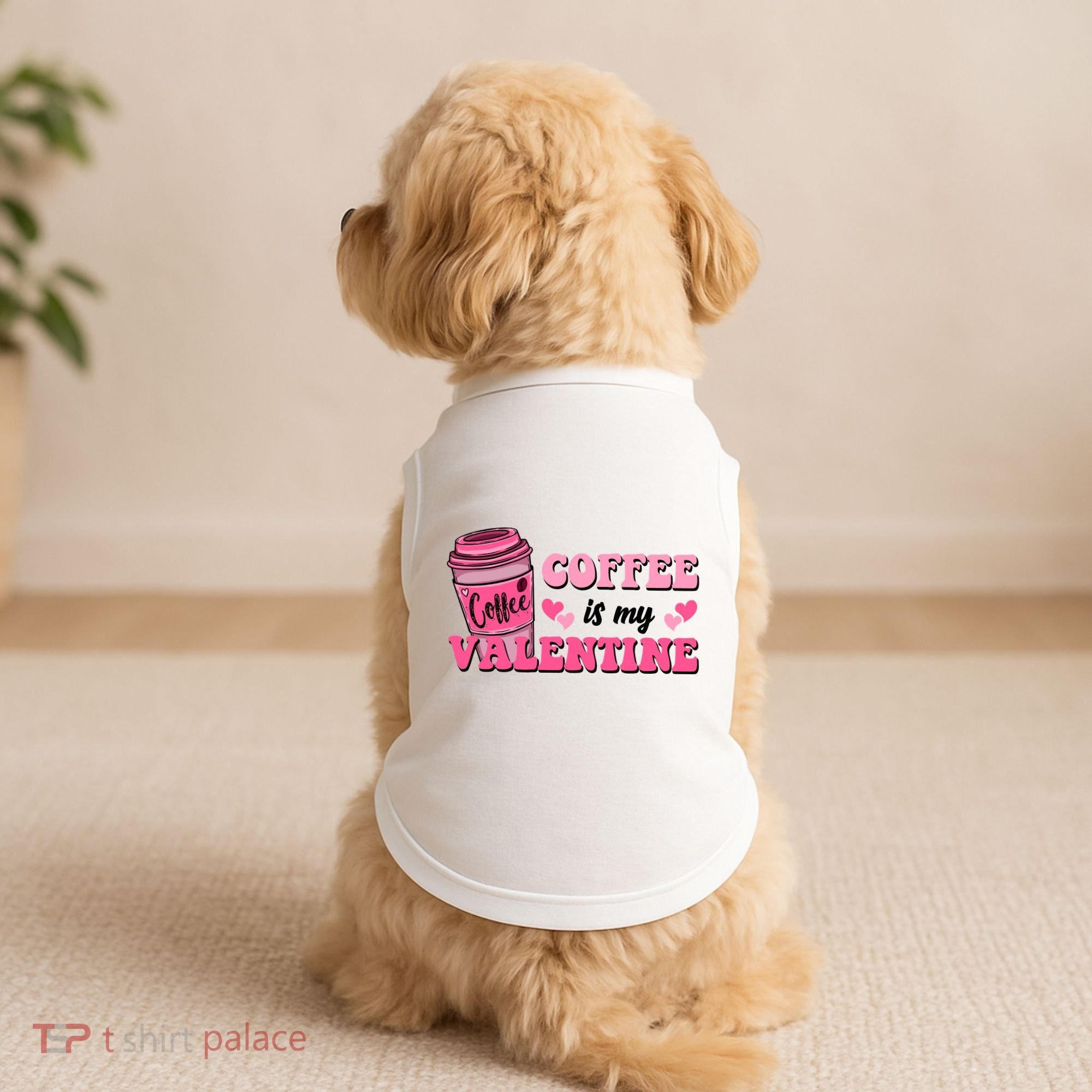 Coffee Is My Valentine Retro Cute Doggie Tank