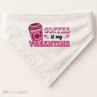 Coffee Is My Valentine Retro Cute USA-Made Doggie Bandana thumb 0