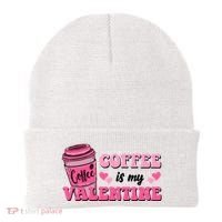Coffee Is My Valentine Retro Cute Beanie thumb 0