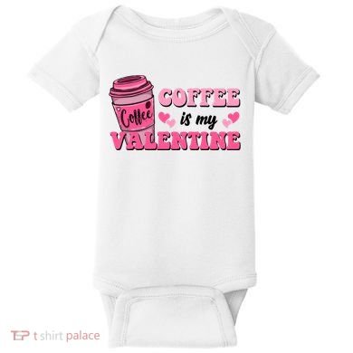 Coffee Is My Valentine Retro Cute Baby Bodysuit