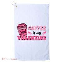 Coffee Is My Valentine Retro Cute Golf Towel thumb 0