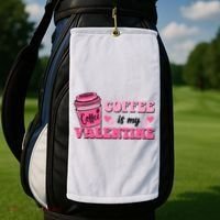 Coffee Is My Valentine Retro Cute Golf Towel thumb 2