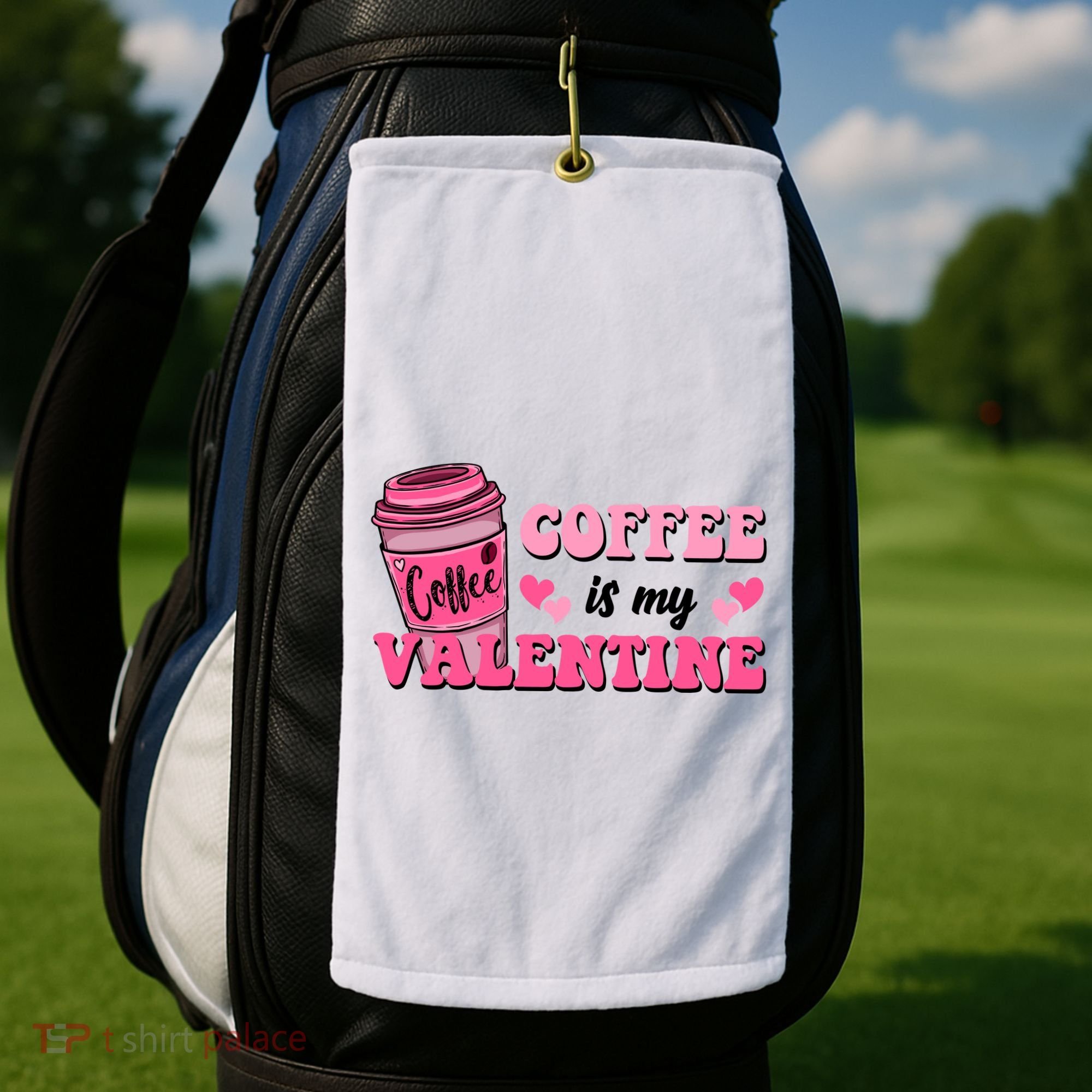 Coffee Is My Valentine Retro Cute Golf Towel