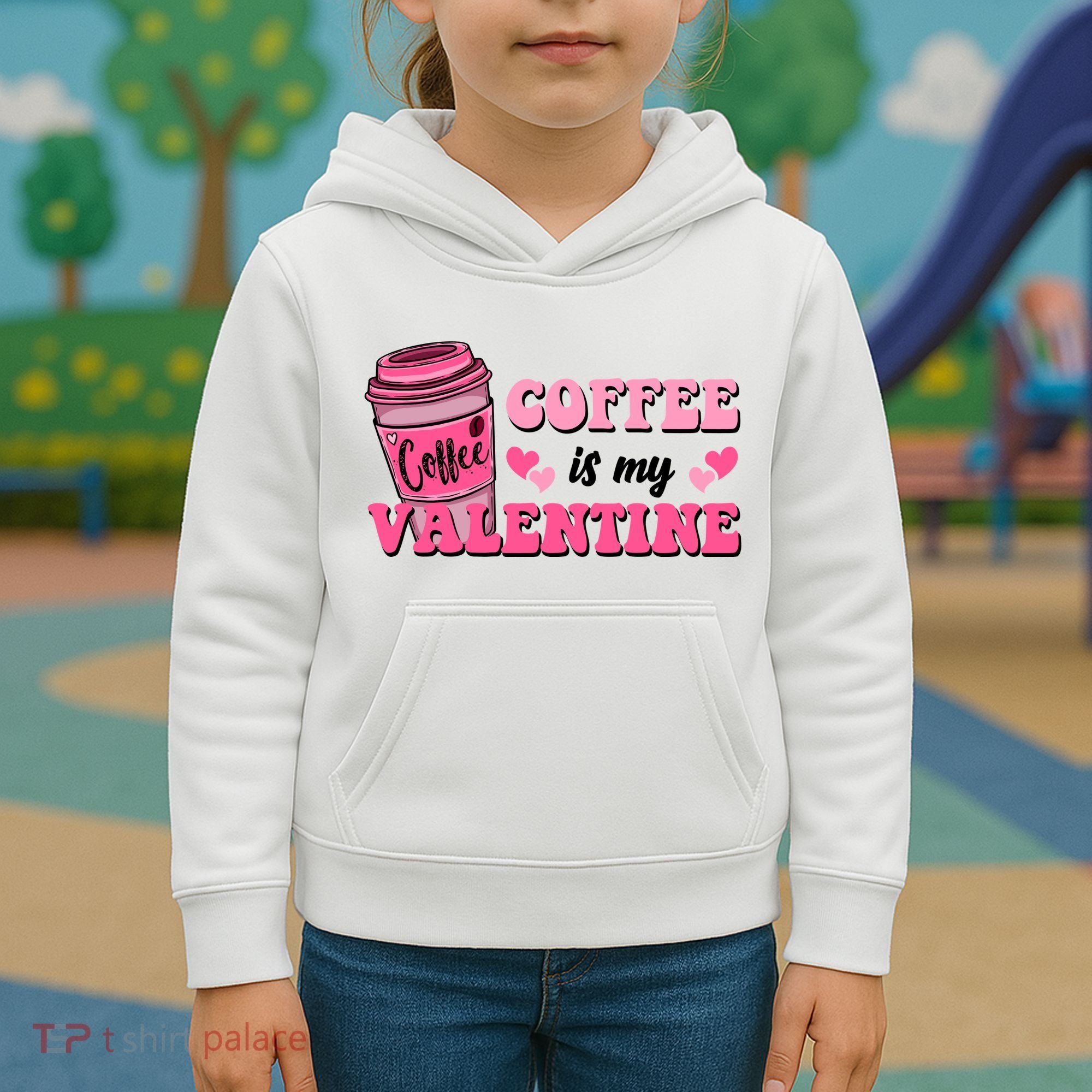 Coffee Is My Valentine Retro Cute Kids Hoodie