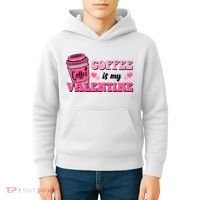 Coffee Is My Valentine Retro Cute Kids Hoodie thumb 4