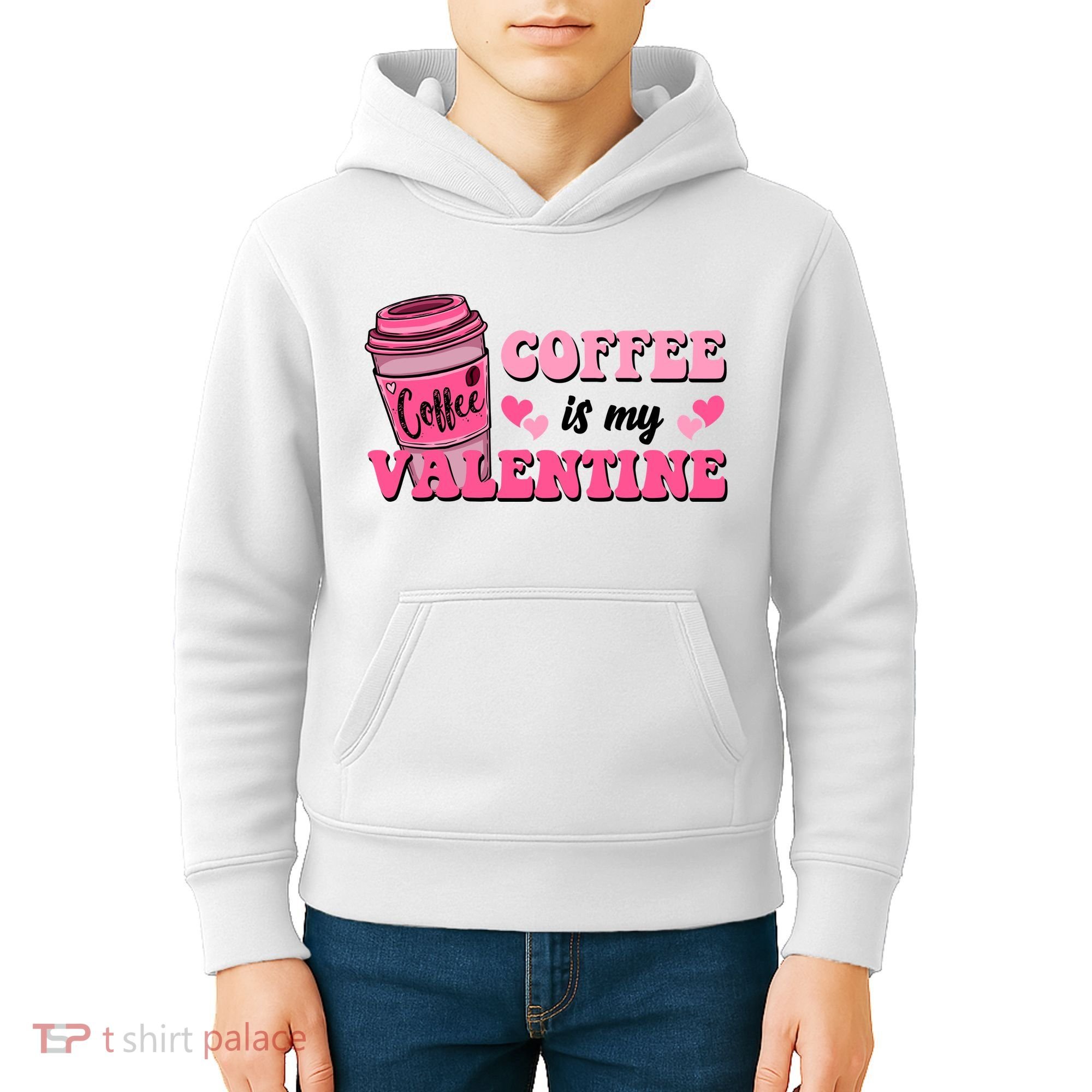 Coffee Is My Valentine Retro Cute Kids Hoodie