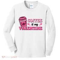 Coffee Is My Valentine Retro Cute Kids Long Sleeve Shirt thumb 0