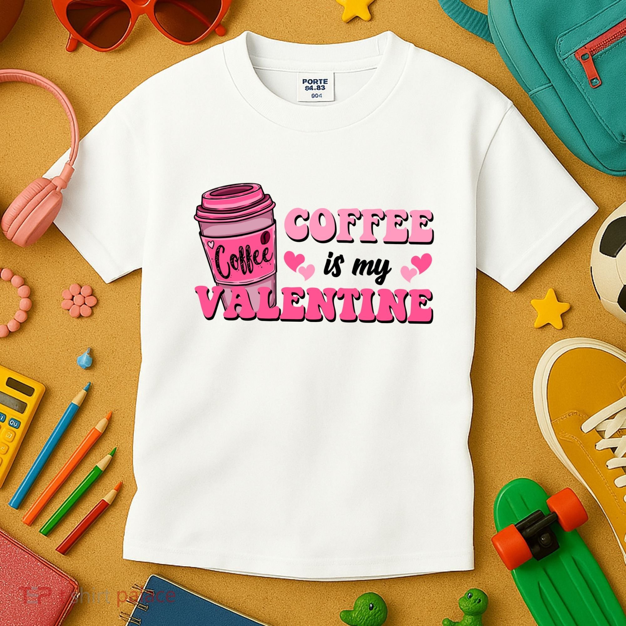 Coffee Is My Valentine Retro Cute Kids T-Shirt