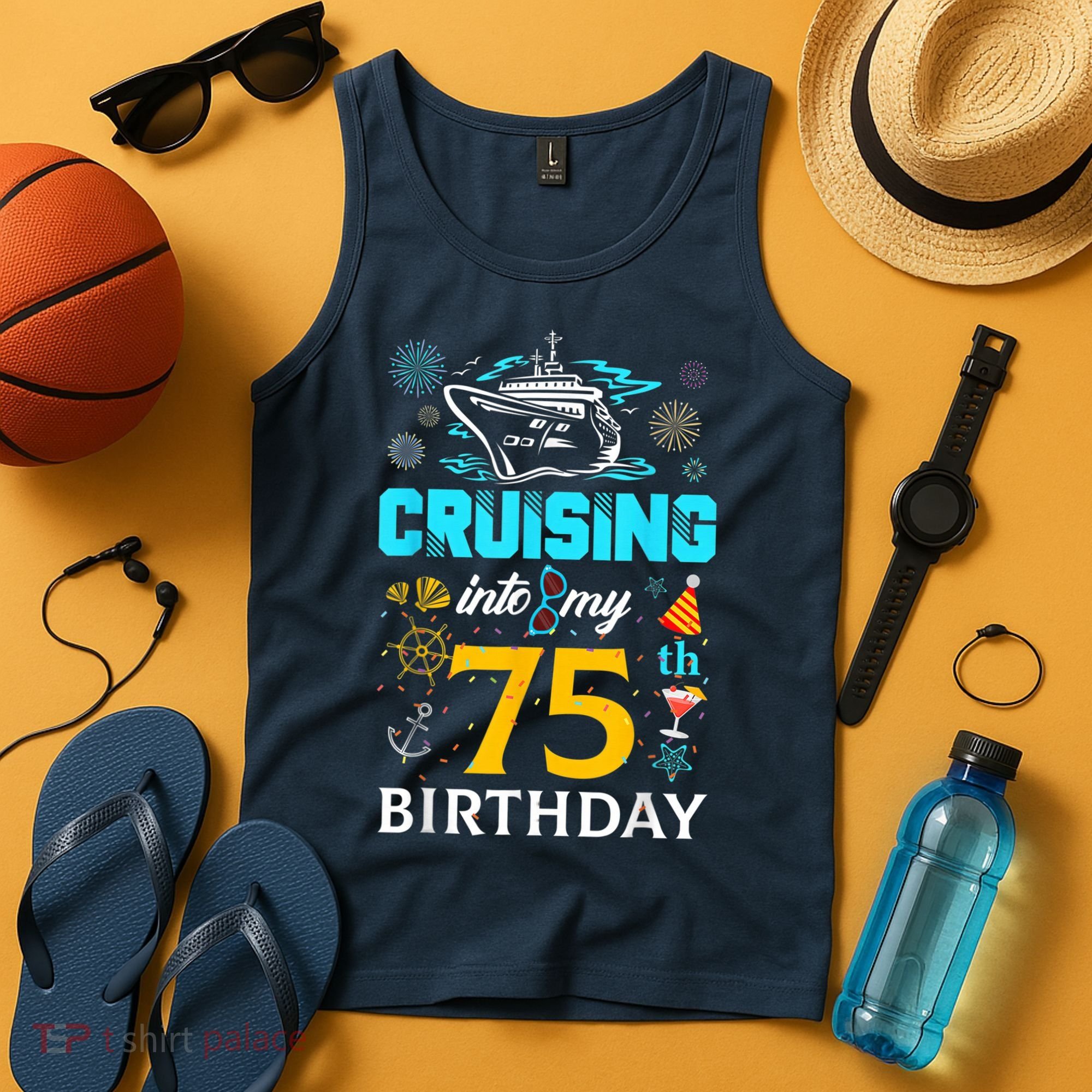 Cruising Into My 75 Year Old Birthday Squad 75th Cruise Bday Tank Top