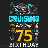 Cruising Into My 75 Year Old Birthday Squad 75th Cruise Bday Golf Towel thumb 3