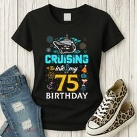 Cruising Into My 75 Year Old Birthday Squad 75th Cruise Bday Women's T-Shirt thumb 3