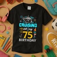 Cruising Into My 75 Year Old Birthday Squad 75th Cruise Bday Kids T-Shirt thumb 3