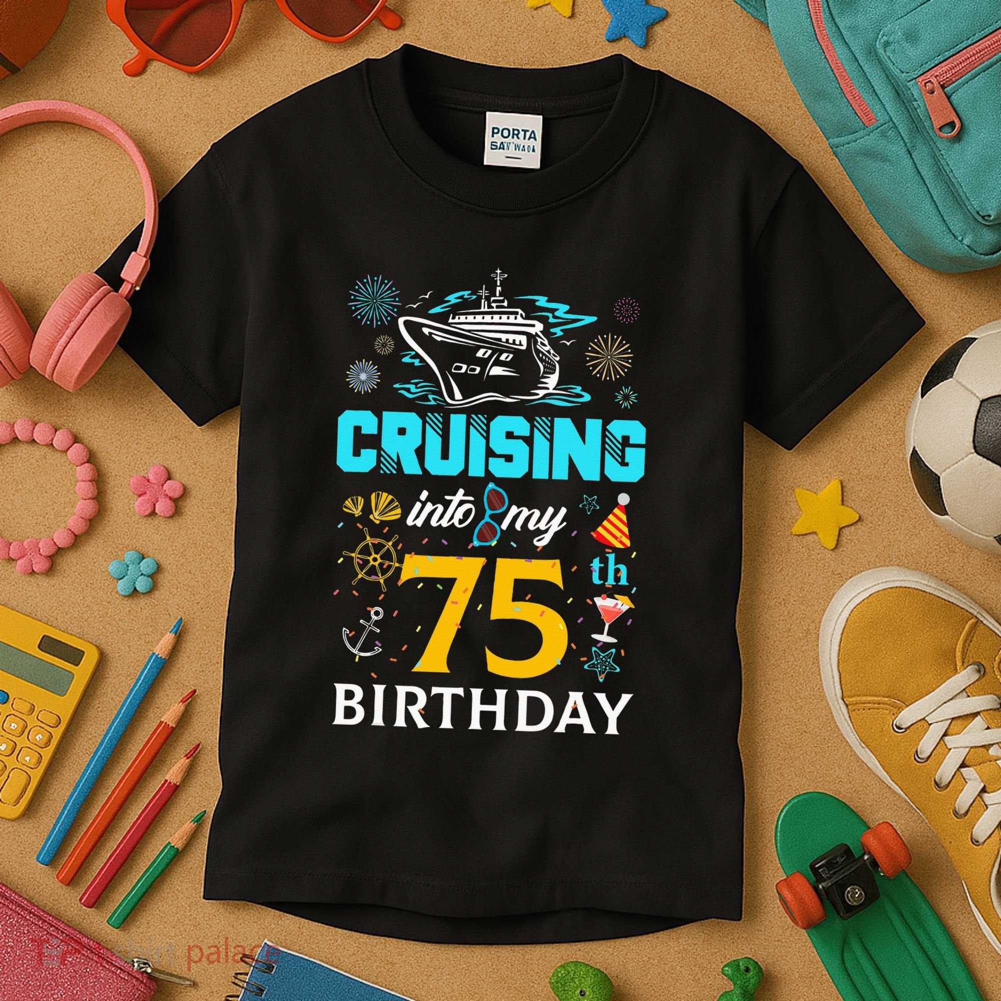 Cruising Into My 75 Year Old Birthday Squad 75th Cruise Bday Kids T-Shirt