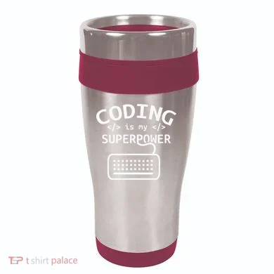 Coding Is My Superpower Coder Code Software Programmer 16oz Travel Tumbler