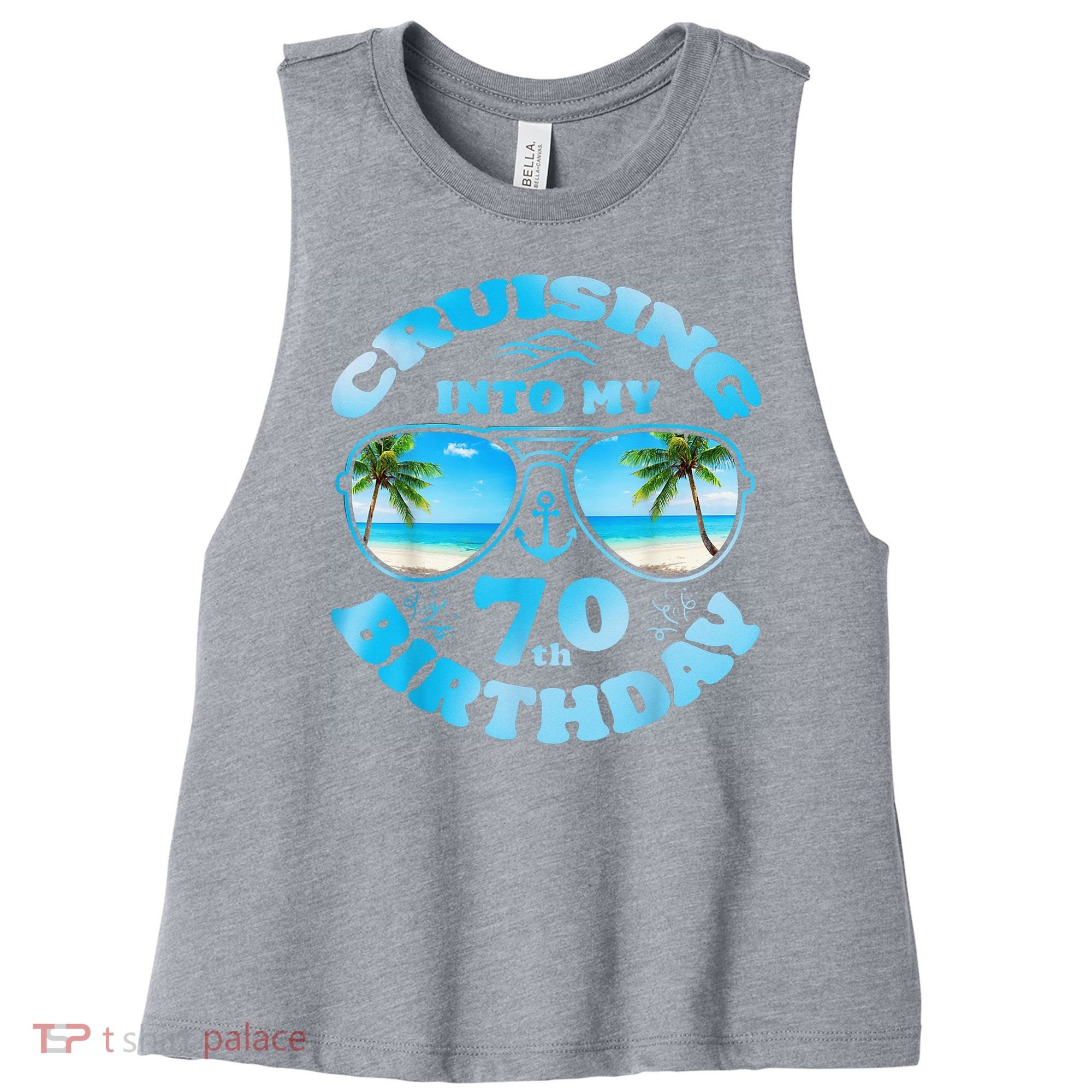 Cruising Into My 70th Birthday-Matching 70th Birthday Cruise Women's Racerback Cropped Tank