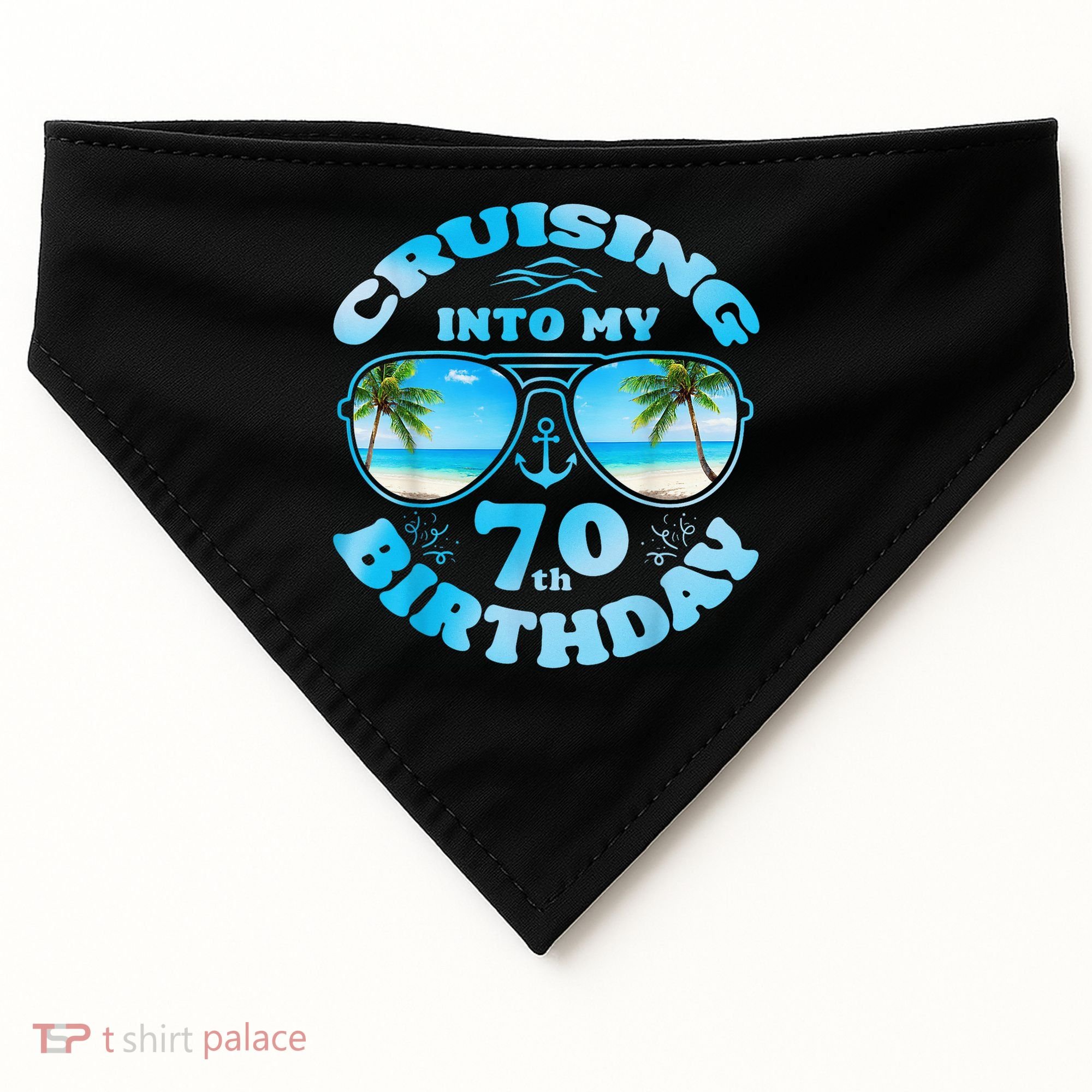 Cruising Into My 70th Birthday-Matching 70th Birthday Cruise USA-Made Doggie Bandana
