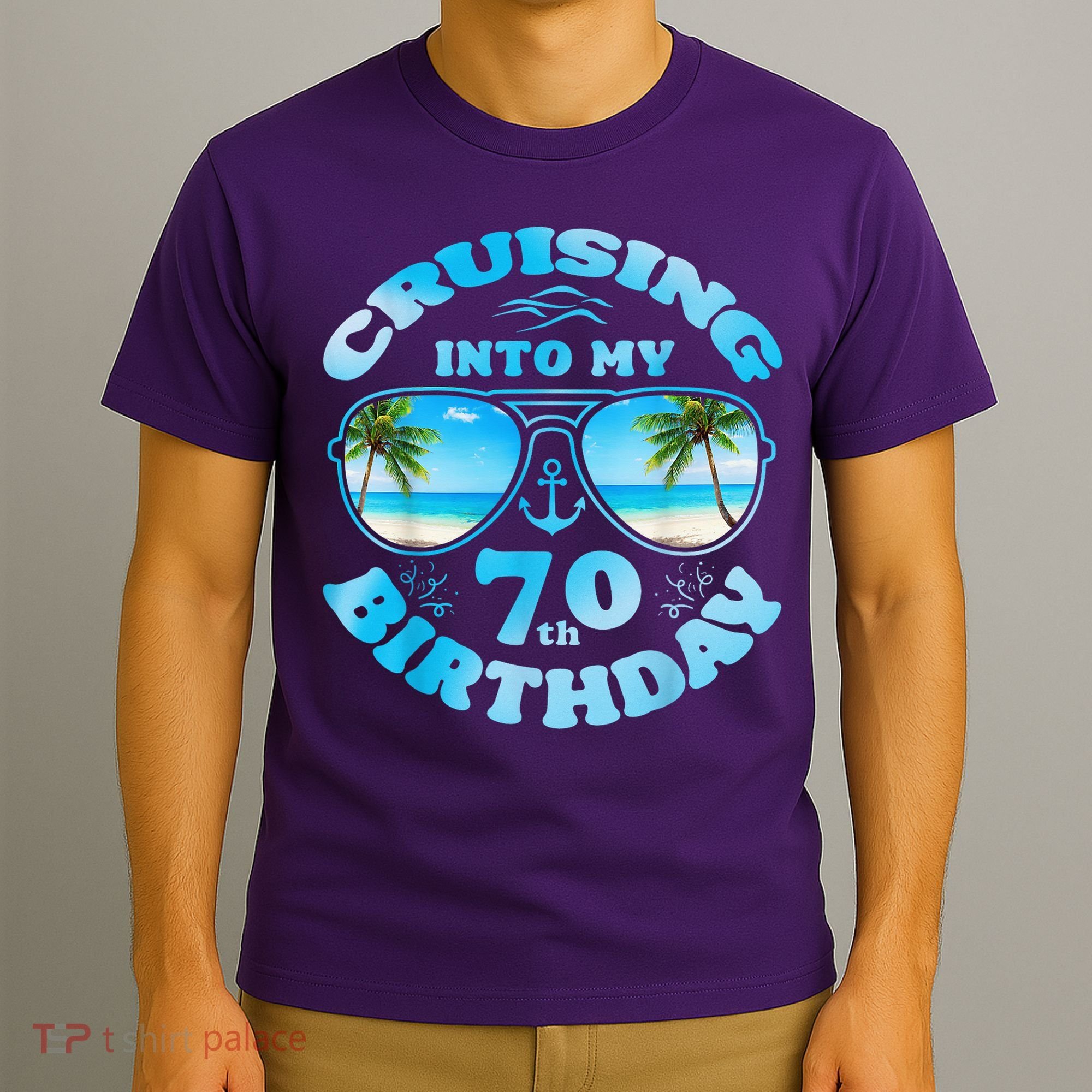 Cruising Into My 70th Birthday-Matching 70th Birthday Cruise T-Shirt