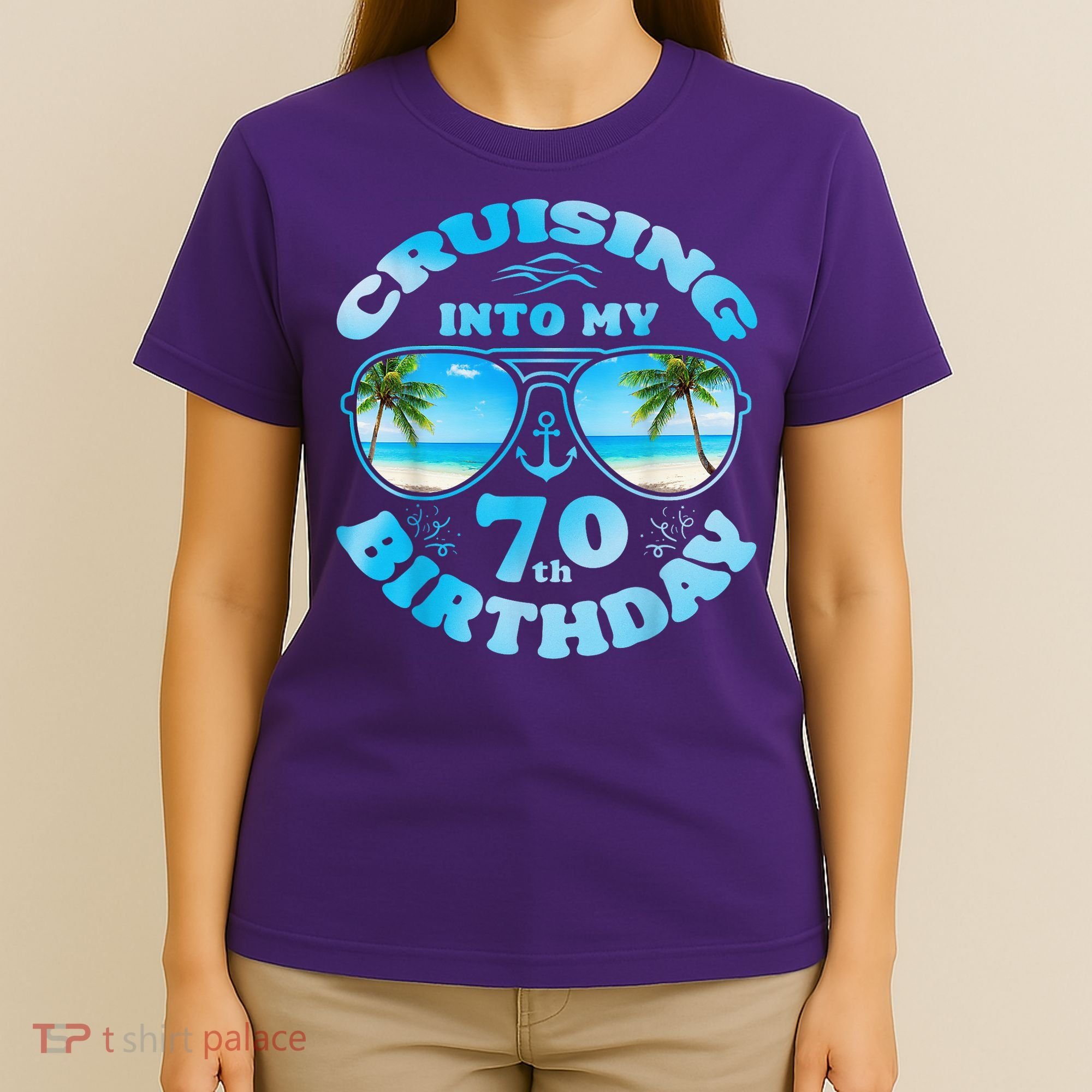 Cruising Into My 70th Birthday-Matching 70th Birthday Cruise T-Shirt