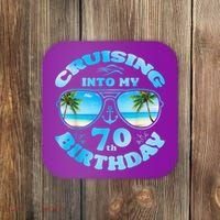 Cruising Into My 70th Birthday-Matching 70th Birthday Cruise Coaster thumb 0