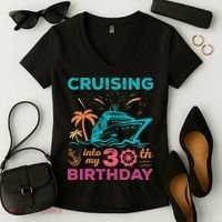 Cruising Into My 30th Birthday Party My Birthday Cruise Women's V-Neck T-Shirt thumb 2