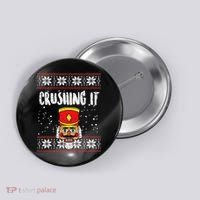 Crushing It Nutcracker Ugly Christmas Xmas Button thumb 0